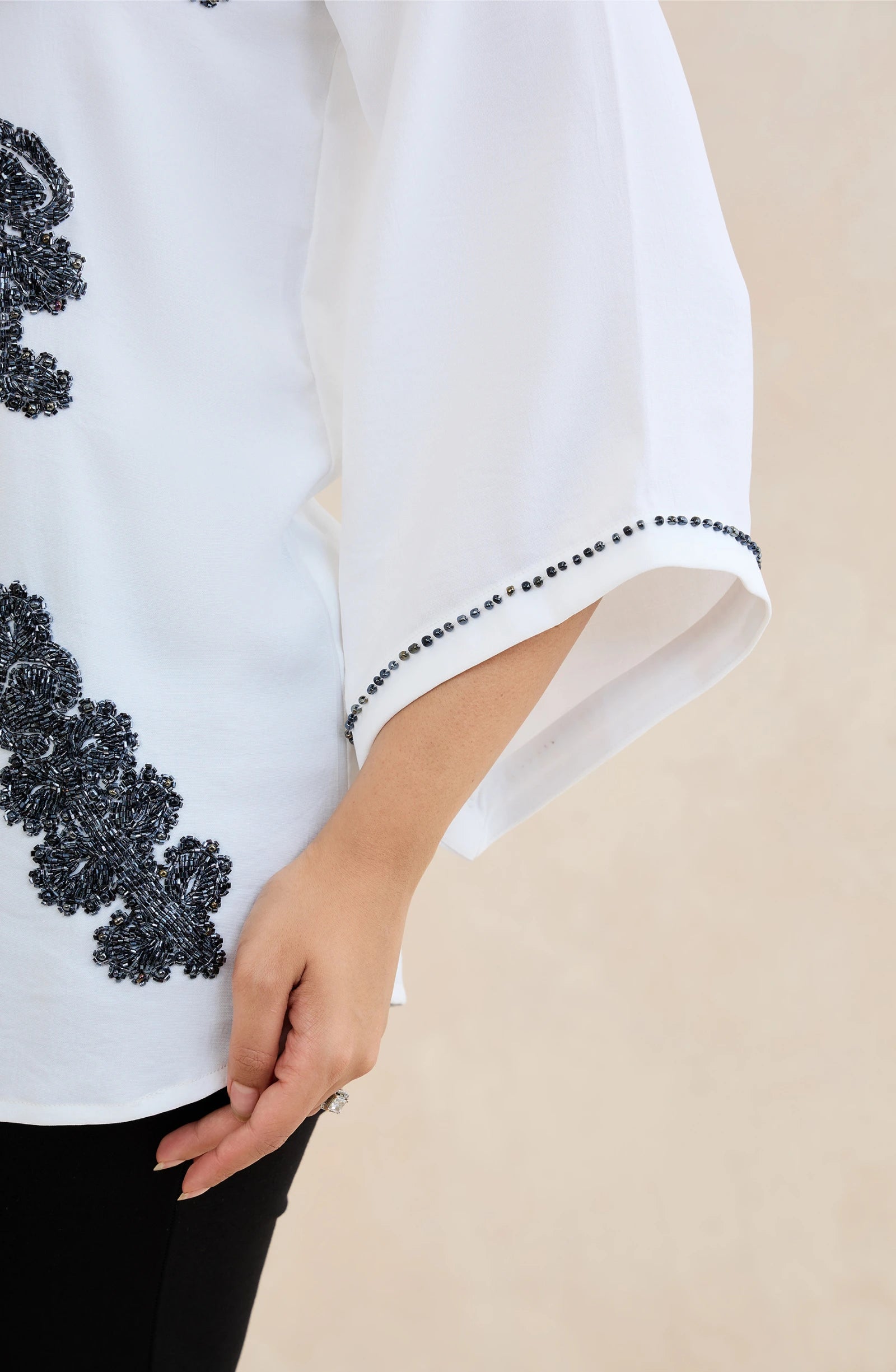 White Floral Midnight Embellished Shirt
