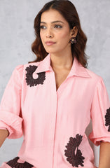 Pink Floral Embellished Shirt