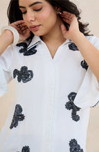 White Floral Midnight Embellished Shirt