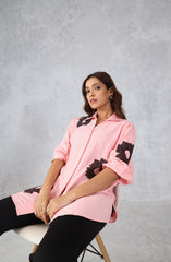 Pink Floral Embellished Shirt