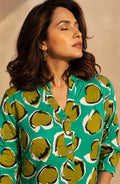 Green Abstract Floral Printed Shirt