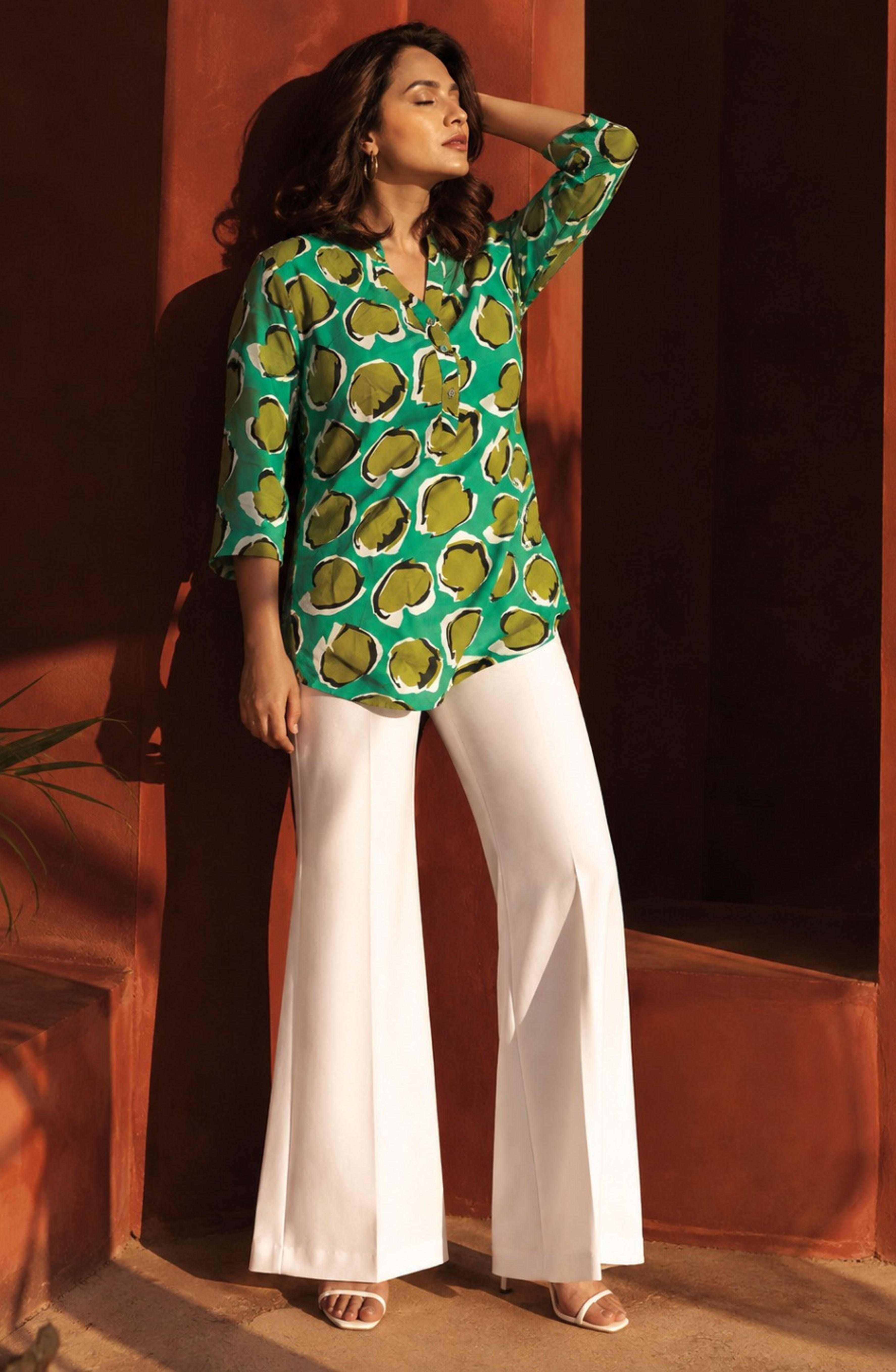 Green Abstract Floral Printed Shirt
