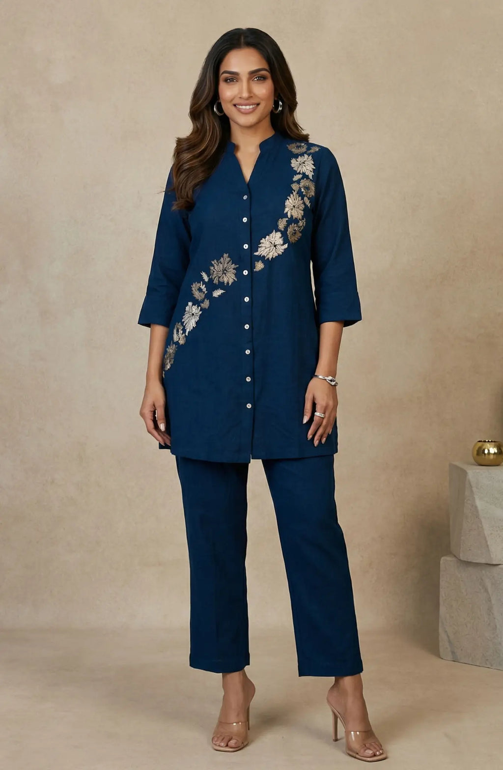 Teal Embroidered Co-ord Set