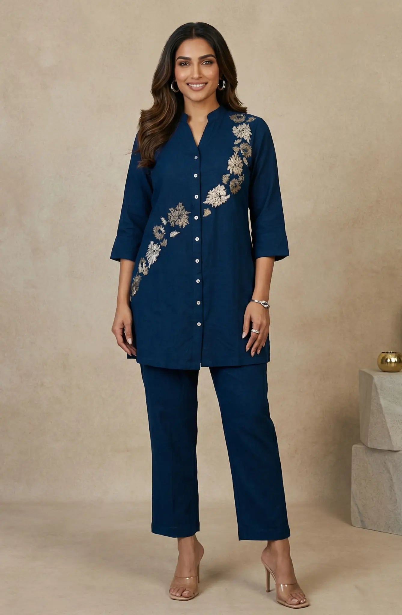 Teal Embroidered Co-ord Set
