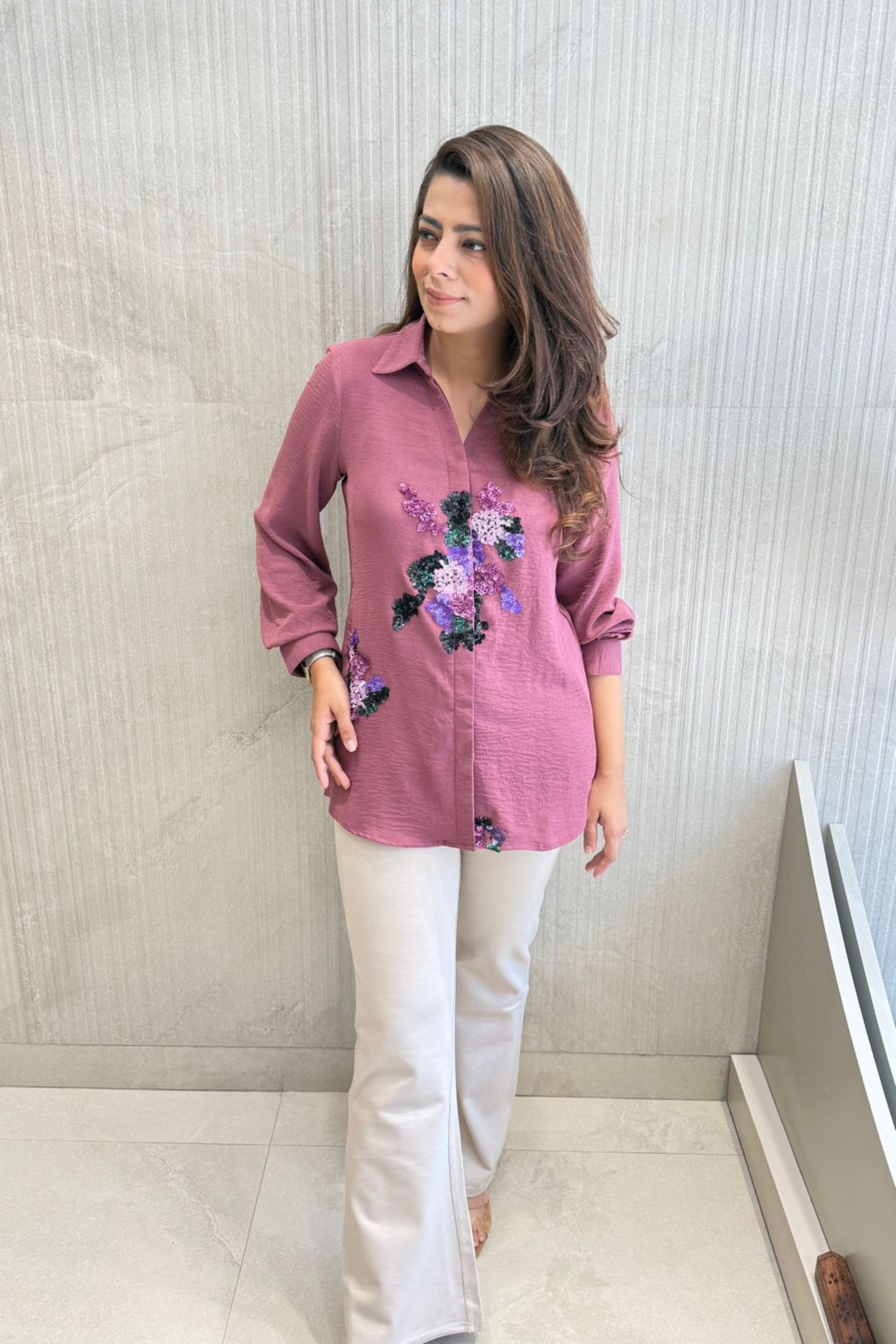 Pastel Pink Embellished Shirt