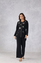 Black Embellished Zip-Front Co-Ord