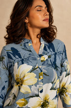Blue Floral Printed Shirt