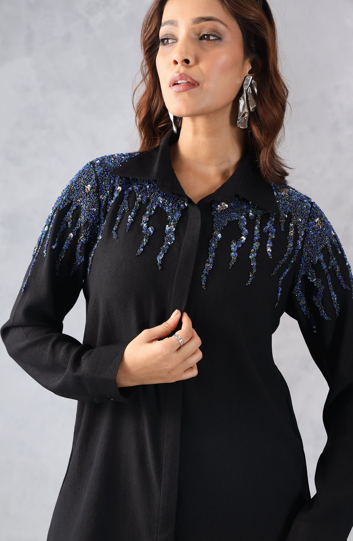 Black Midnight Spark Embellished Shirt