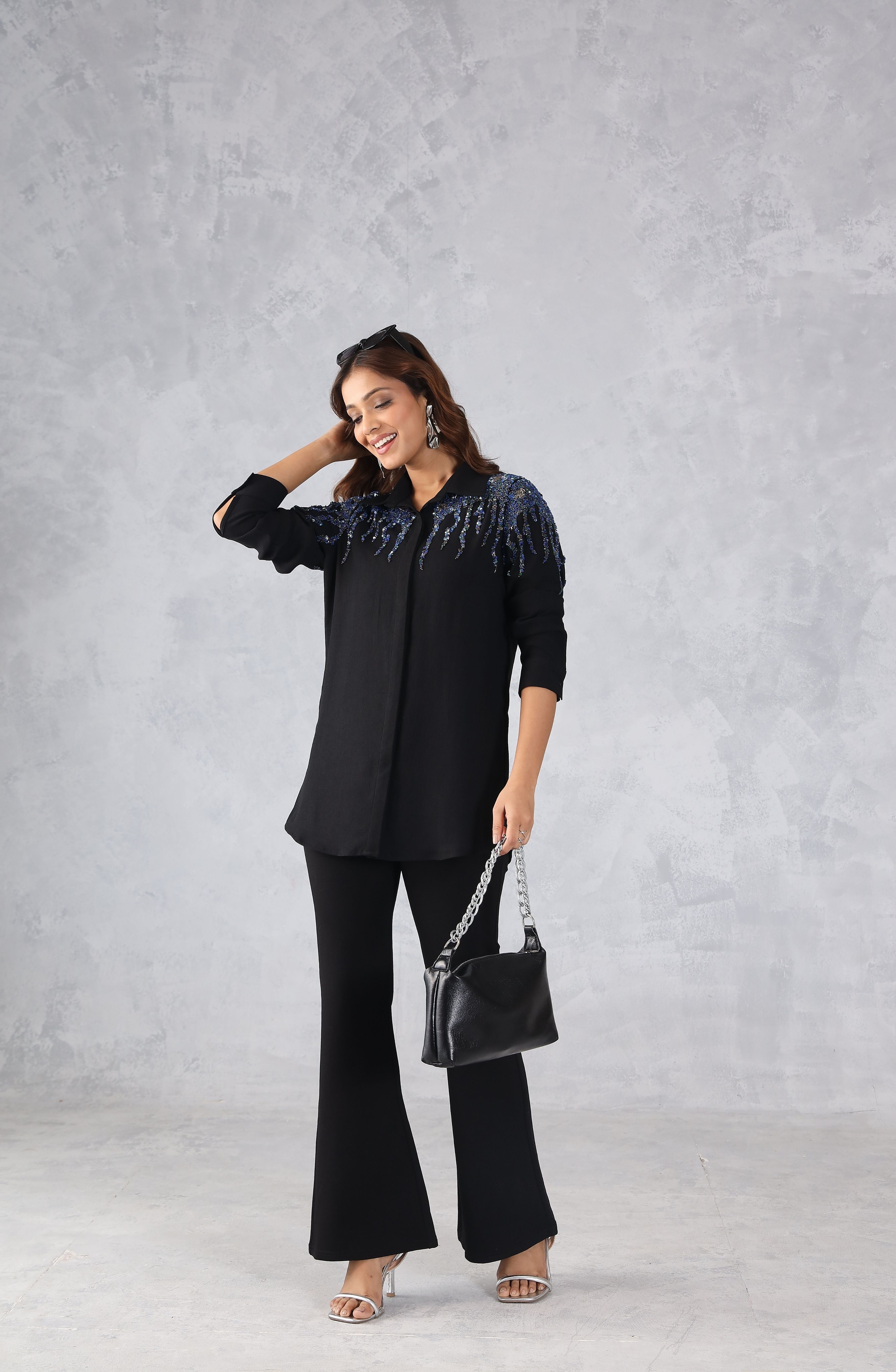 Black Midnight Spark Embellished Shirt