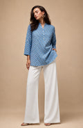 Sky Blue Small Floral Printed Shirt