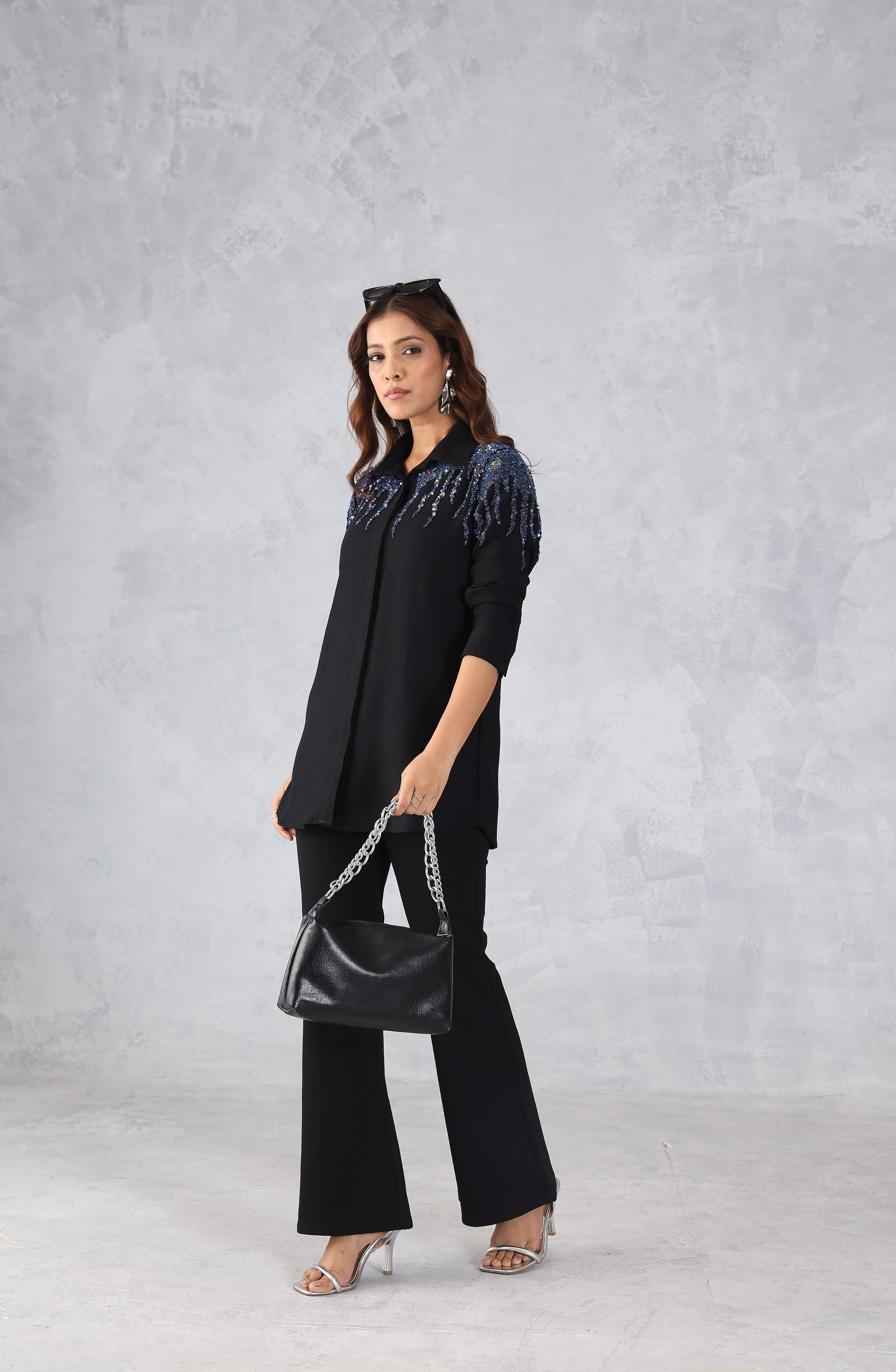 Black Midnight Spark Embellished Shirt