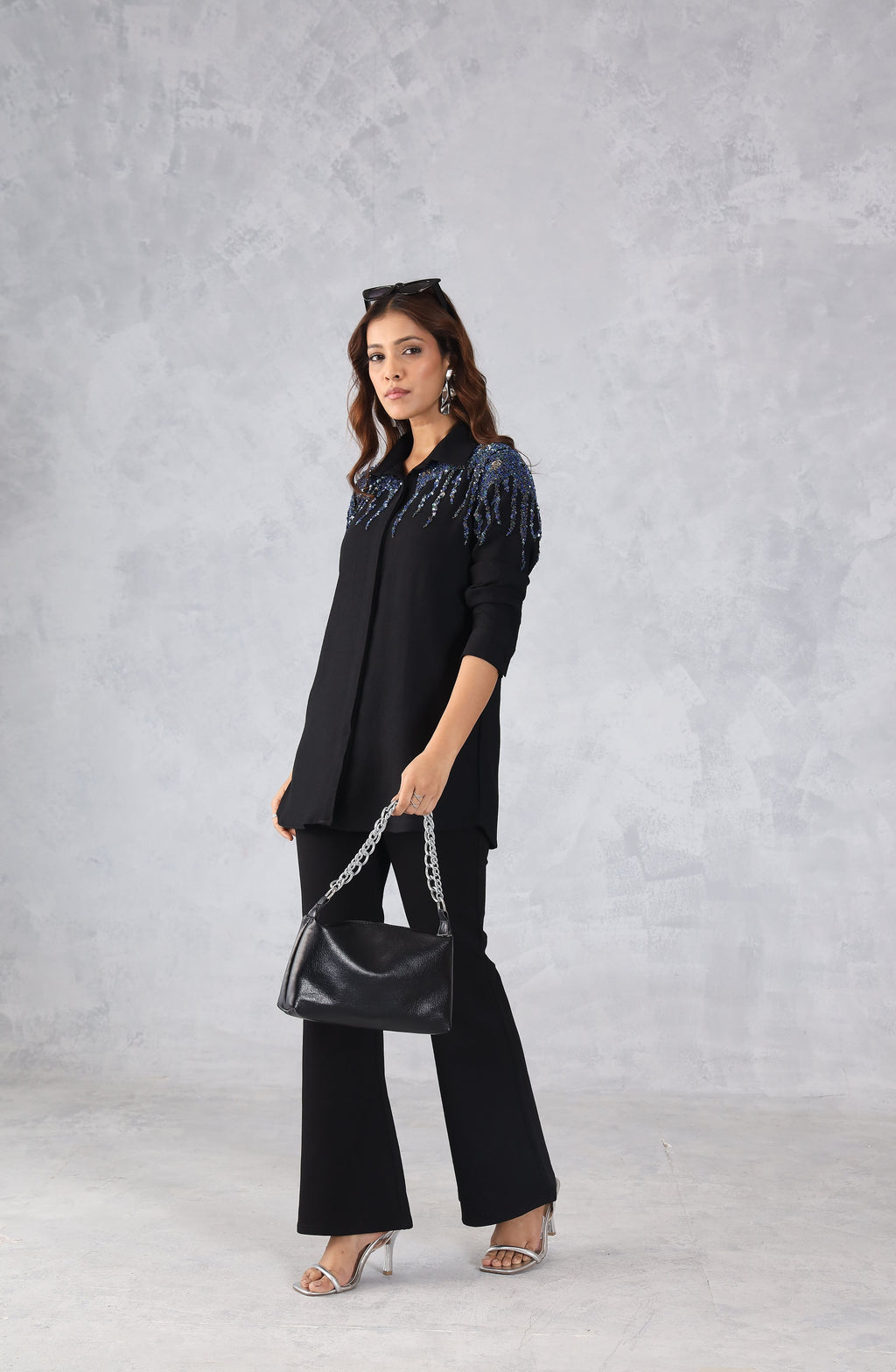 Black Midnight Spark Embellished Shirt