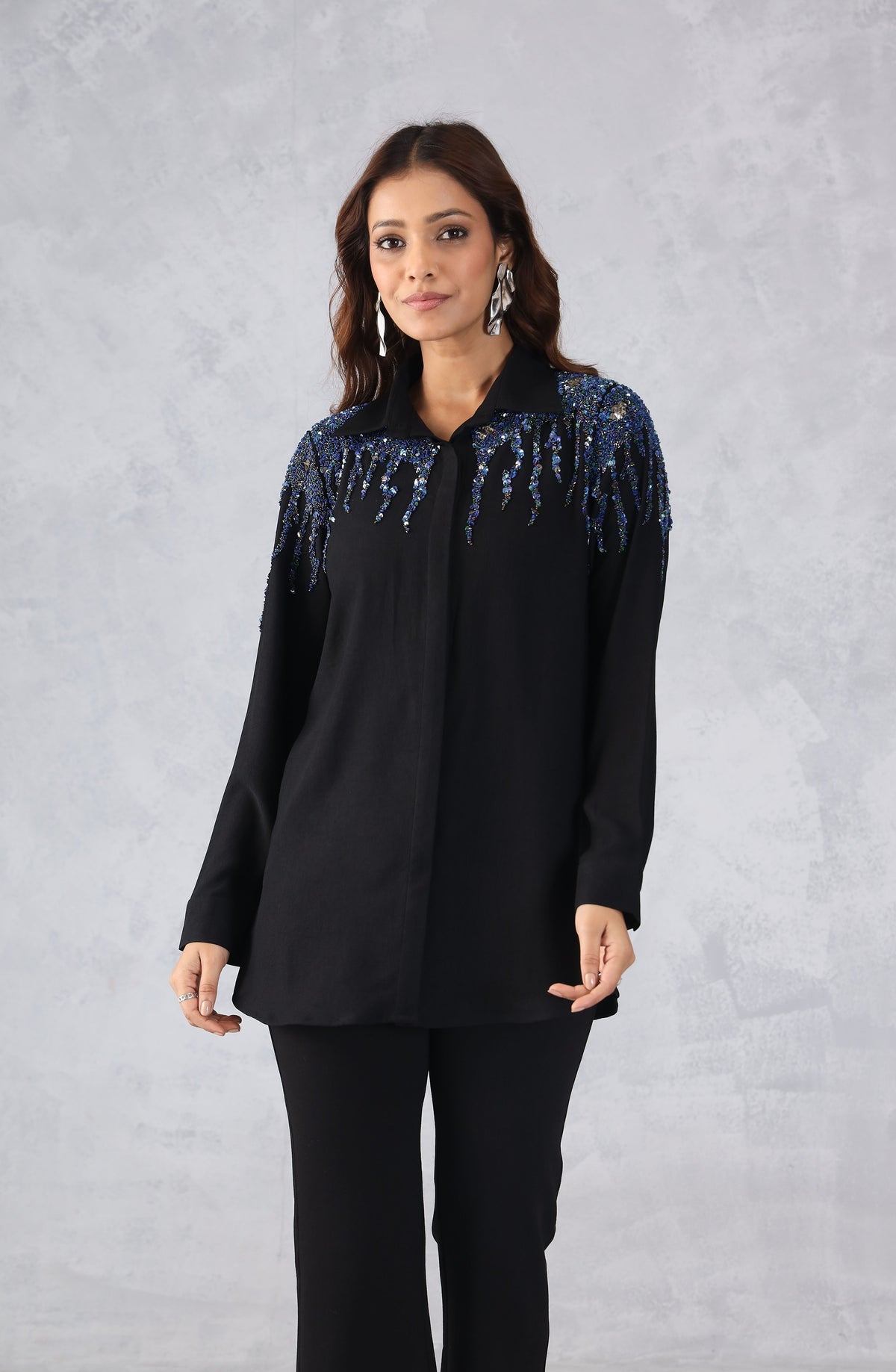 Black Midnight Spark Embellished Shirt