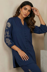 Navy Blue Embroidered Co-ord Set