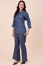 Cotton Denim Stone Embellished Co-ord Set