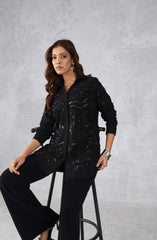 Black Abstract Embellished Shirt