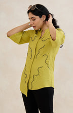 Lime Green Wave Embellished Shirt