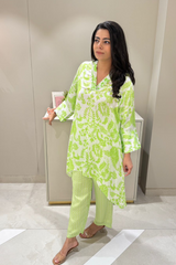 Lime Green Printed A-Line Co-Ord Set