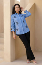Lilac Blue Embroidered Shirt