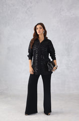Black Abstract Embellished Shirt