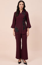 Wine & Black Embellished Co-ord Set