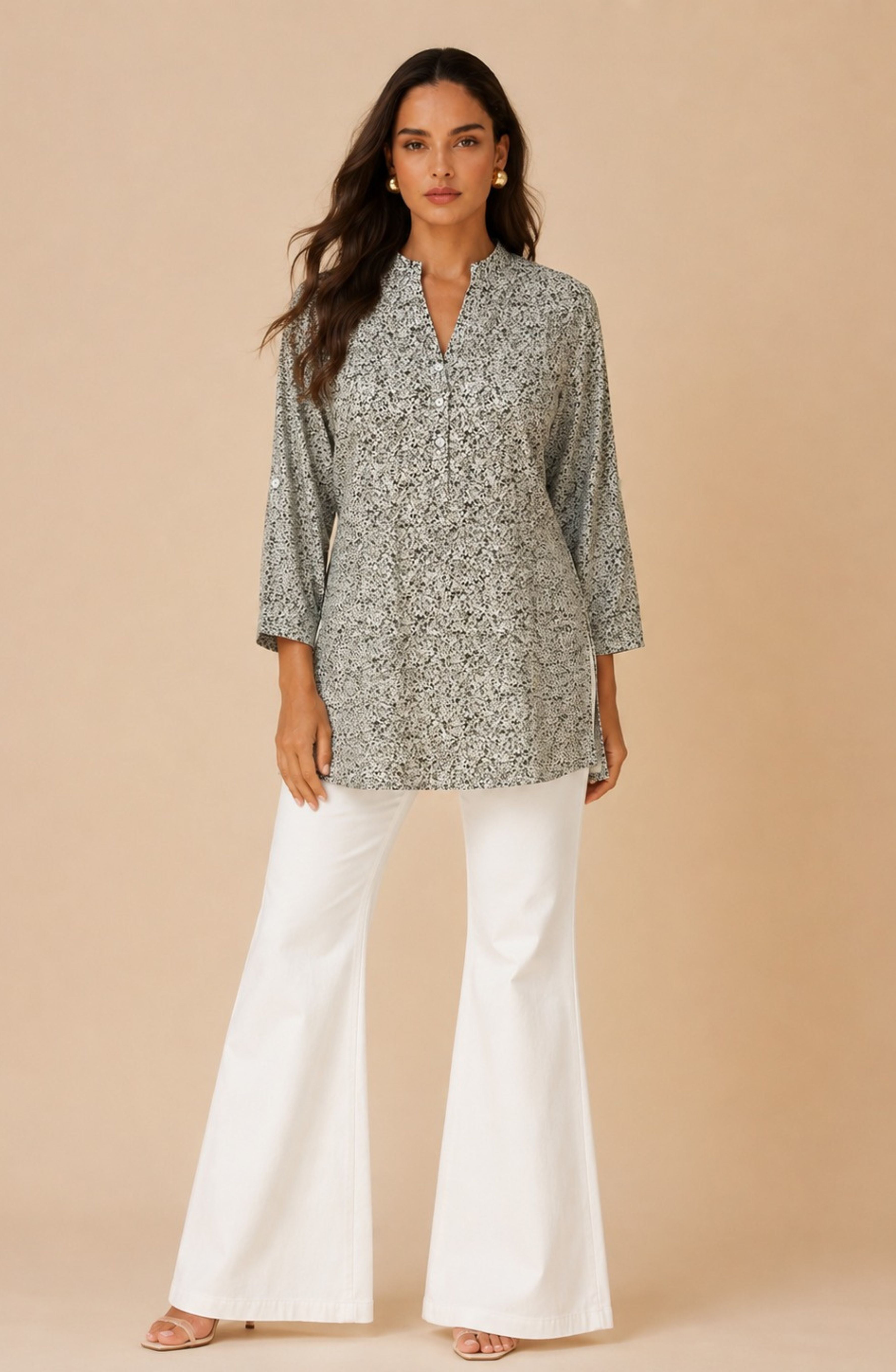 Olive Green Abstract Printed Shirt