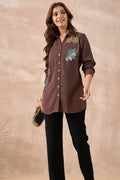 Brown Multicolour Sequin Shirt