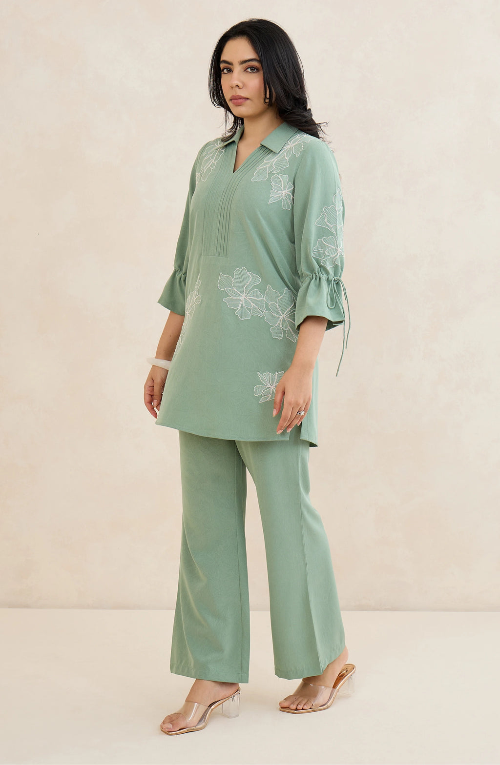 Mint Blossom Embroidered Co-Ord Set
