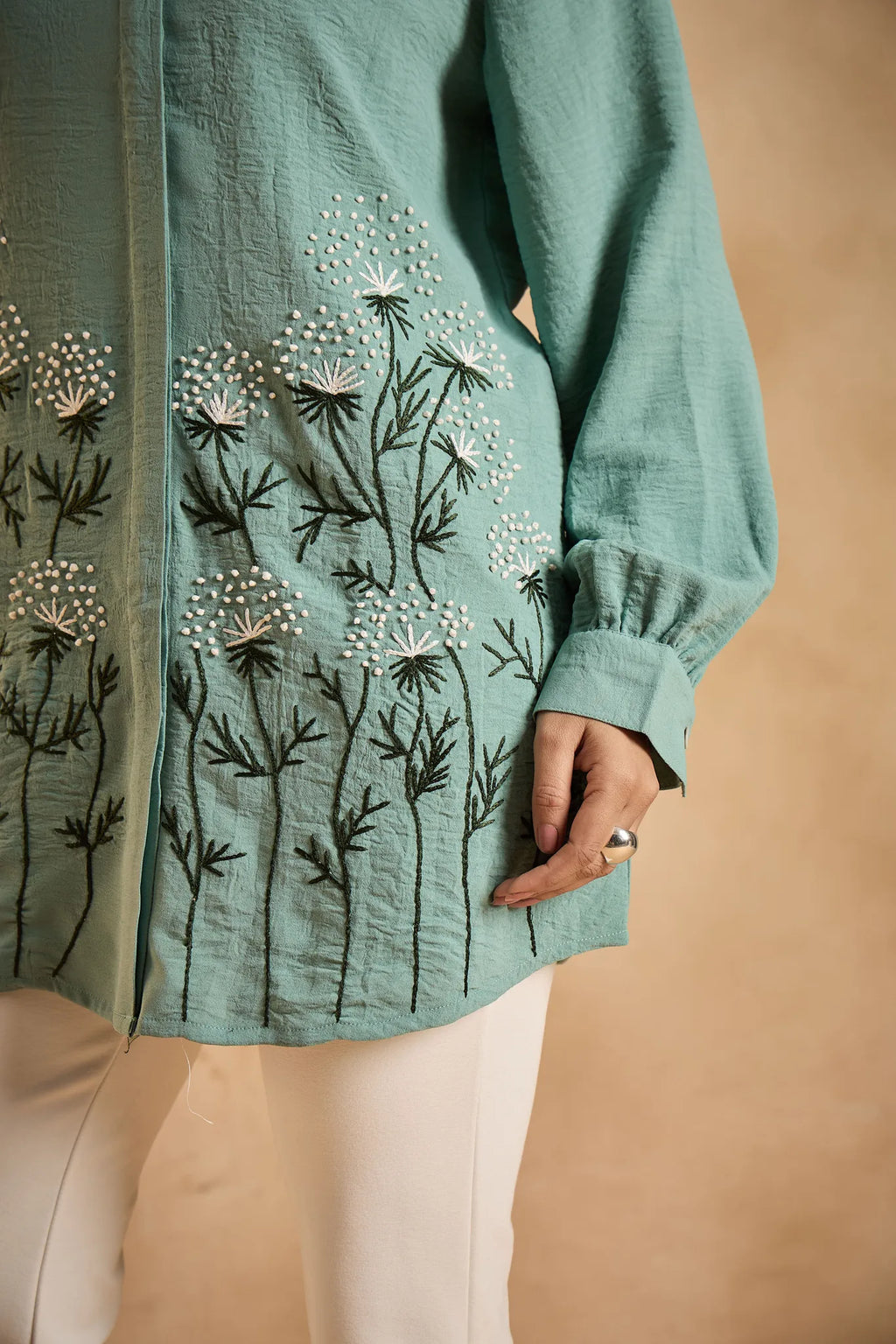 Sea Green Embroidered Shirt