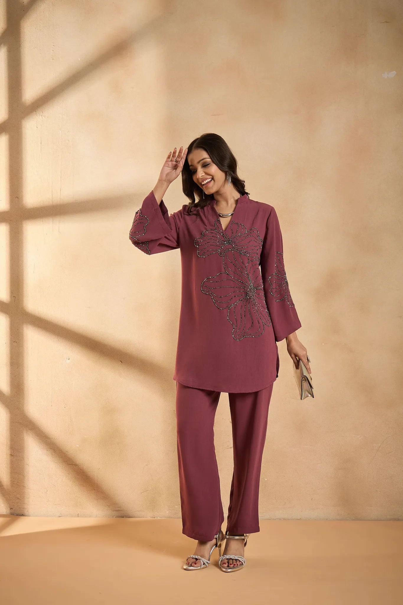 Cherry Pink Embellished Co-Ord Set