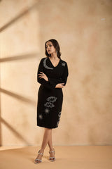 Galaxy Glow Black Embellished Dress