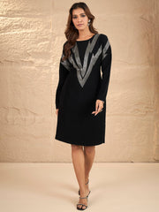 Midnight Bolt Embellished Black Dress