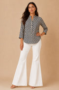Navy Blue & Mustard Geometric Printed Shirt
