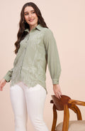Light Sage Green Embroidered Shirt