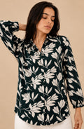 Dark Green & White Floral Printed Shirt