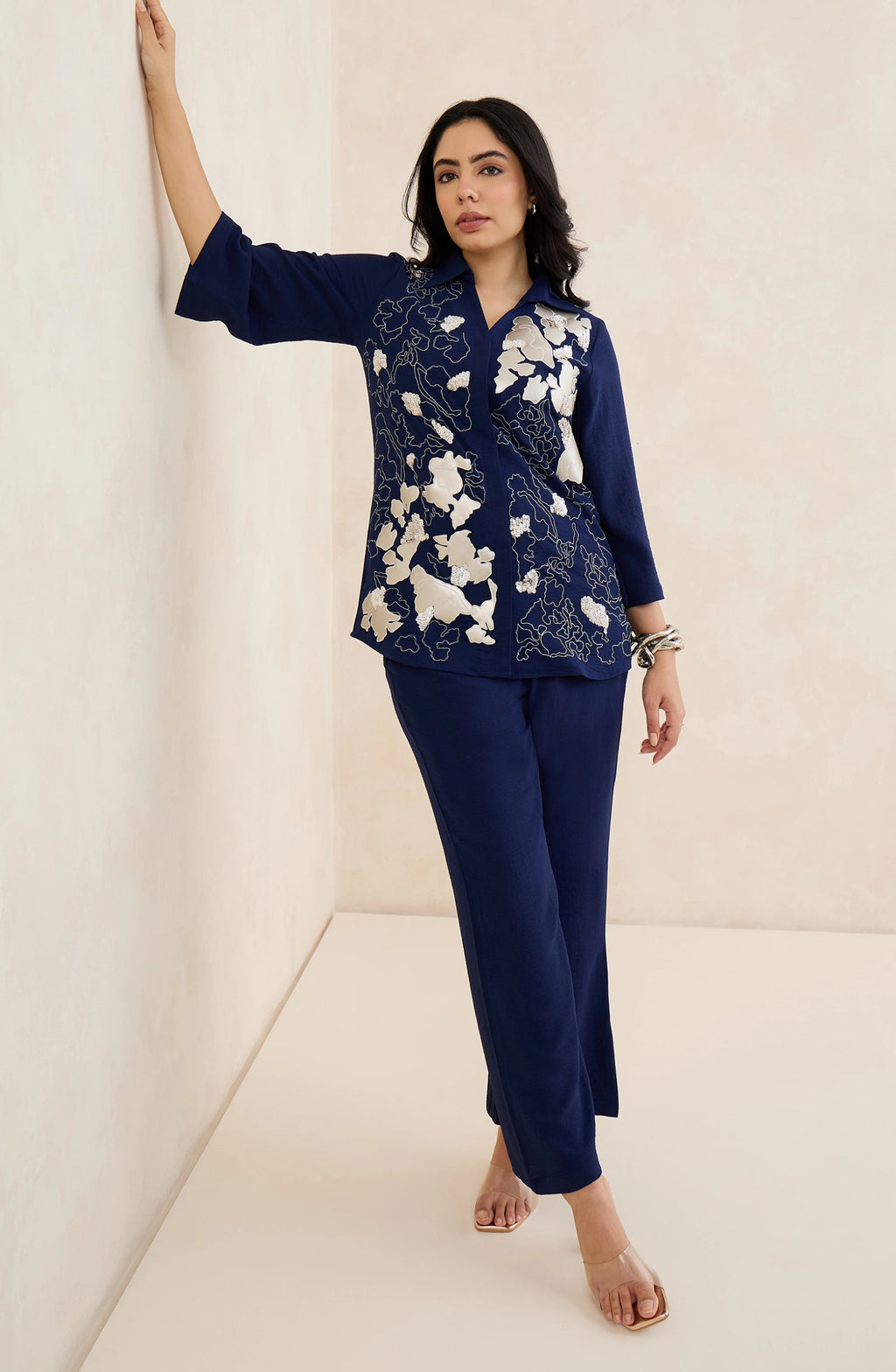 Navy Blue Abstract Patchwork Co-Ord Set
