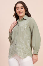 Light Sage Green Embroidered Shirt