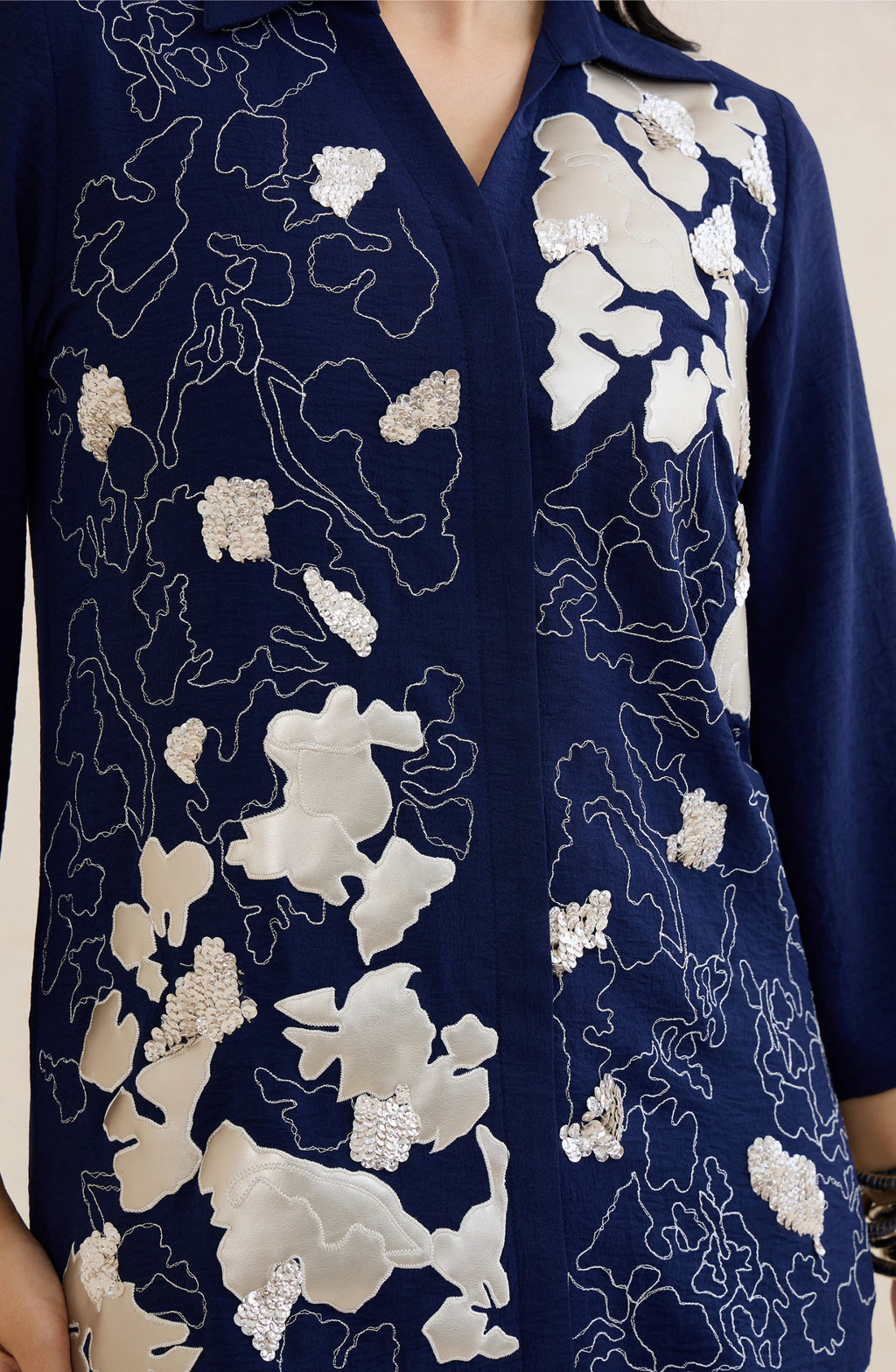 Navy Blue Abstract Patchwork Co-Ord Set