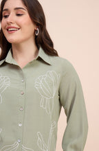 Light Sage Green Embroidered Shirt