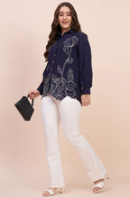 Navy Blue classic Embroidered Shirt