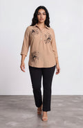 Beige Embellished Detail Shirt