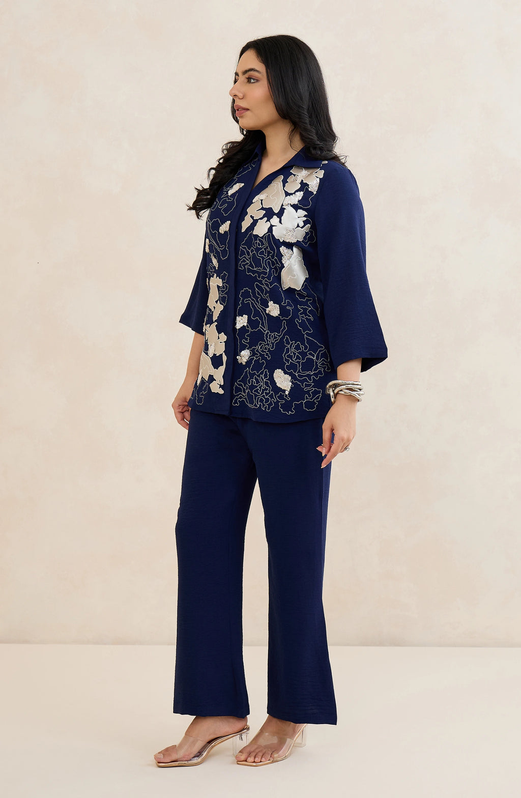 Navy Blue Abstract Patchwork Co-Ord Set