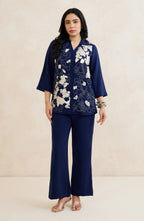 Navy Blue Abstract Patchwork Co-Ord Set