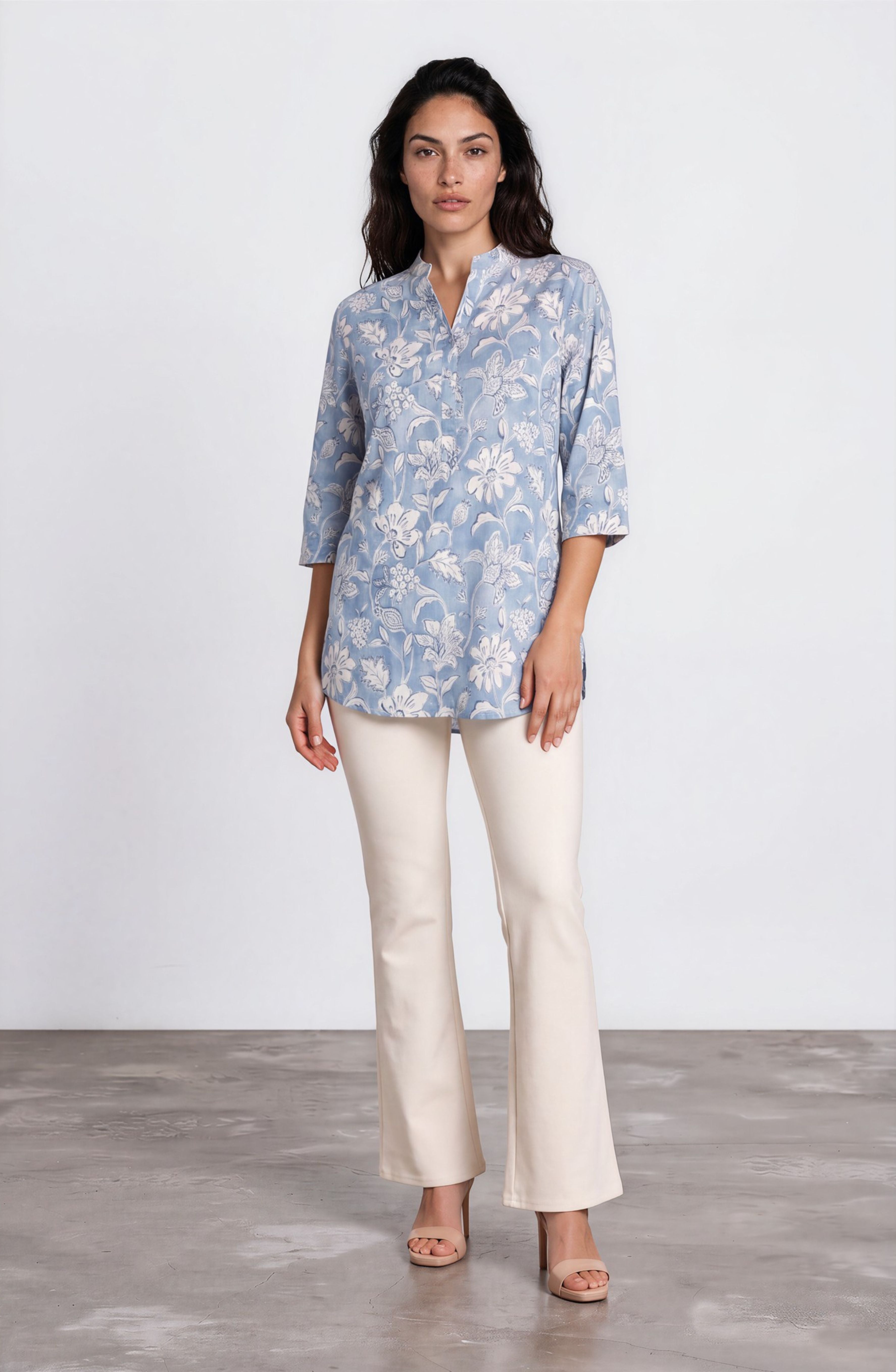 Sky Blue Floral Printed Shirt