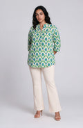 Green Blue Printed Casual Shirt