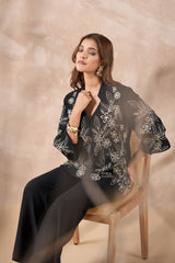 Black floral White embroidered Shirt
