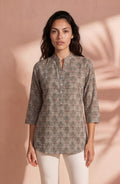 Taupe Ethnic Printed Shirt