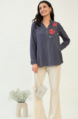 Casual Grey Patchwork Shirt