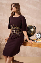 Elegant Maroon Embellished Dress