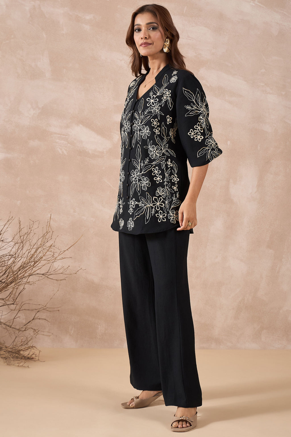 Black Embroidered co-ord set